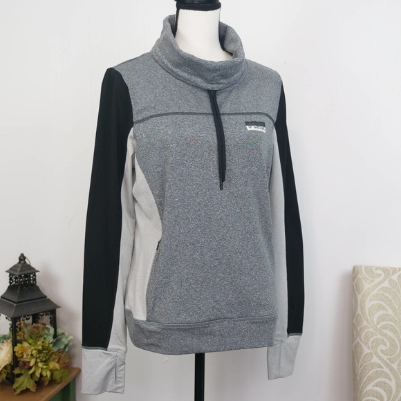 VS PINK Ultimate Cowl Neck Sweatshirt Sz L Heather Grey Active Victoria's Secret - Picture 9 of 9